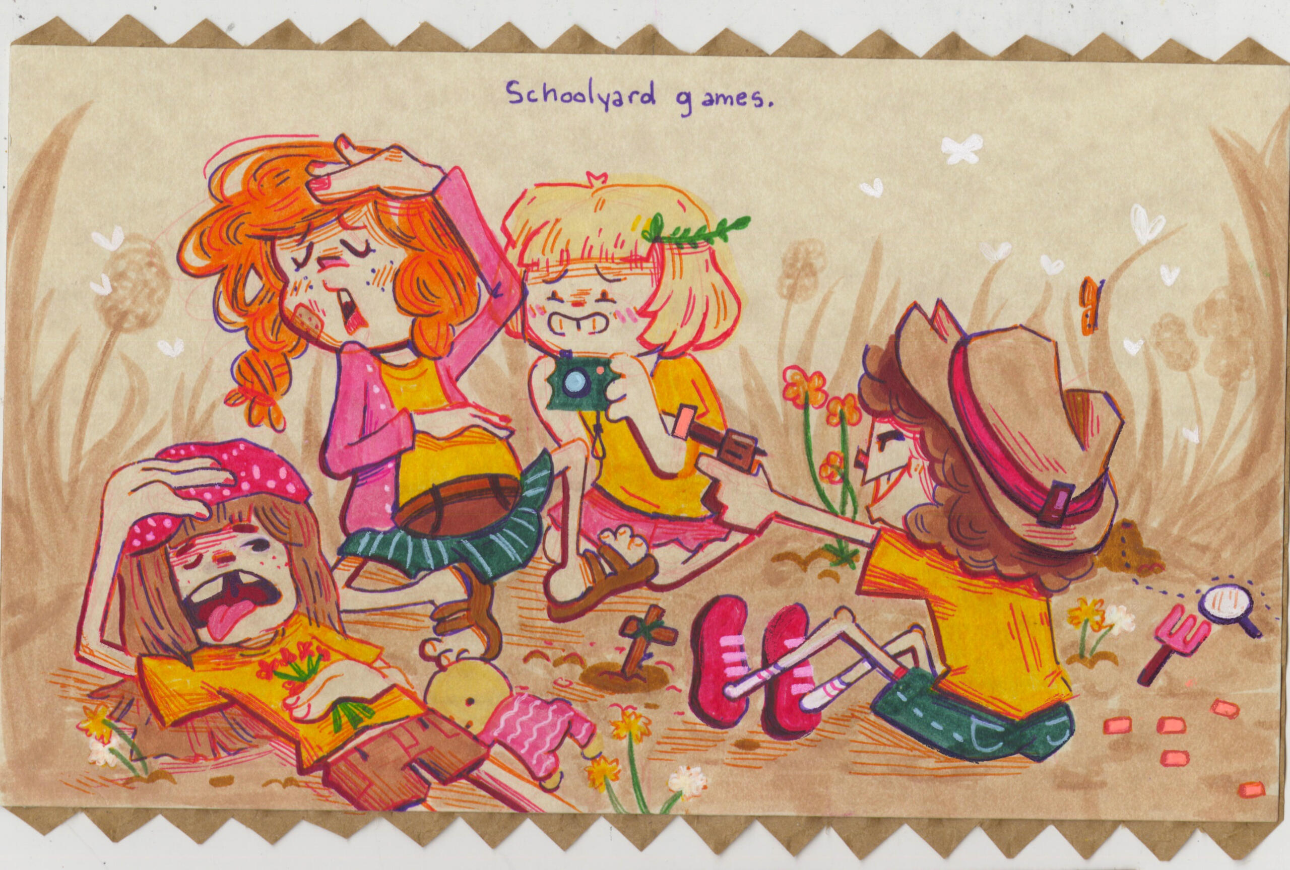 &quot;Schoolyard Games&quot;: Ink and Pen Drawing